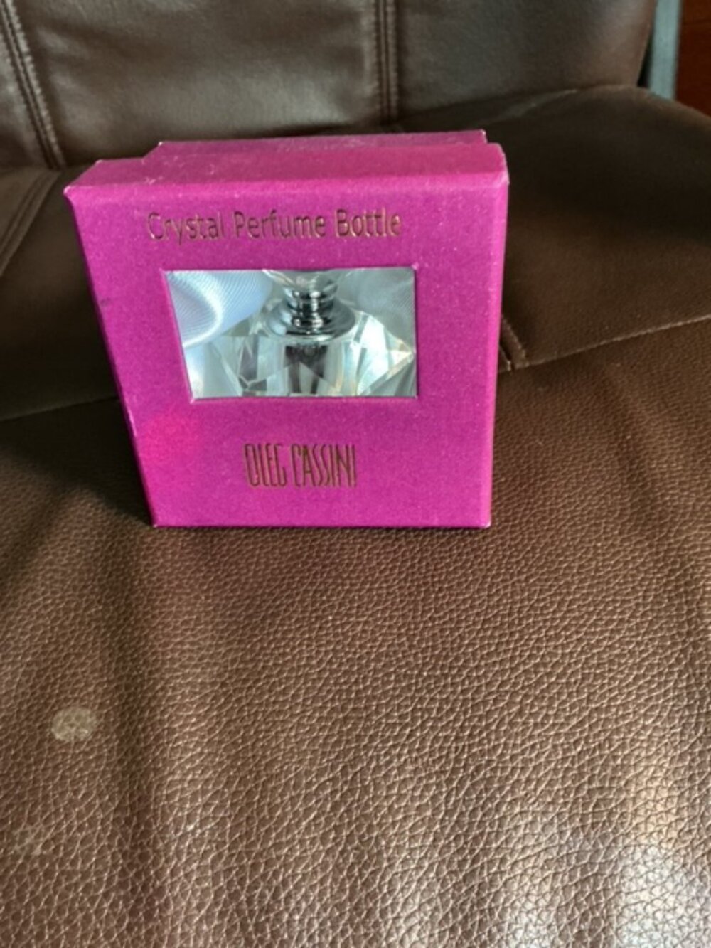 VINTAGE Oleg Cassini Signed Crystal Perfume Bottle With Original Box